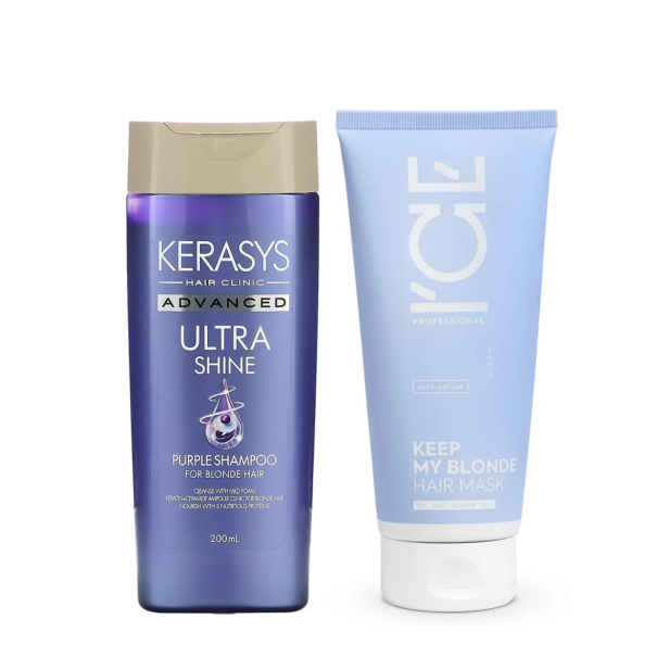 Kerasys & I'ce - Duo Loiras - Advanced Ultra Shine - Purple Shampoo 200ml +  Keep My Blonde Máscara 200ml